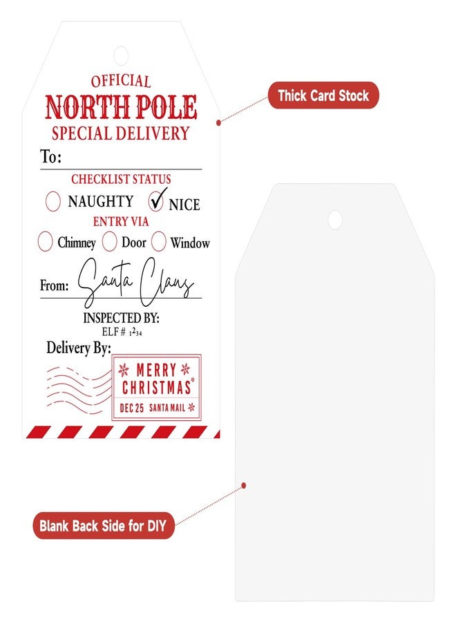 KINGLAKE Santa Gift Tags, 50 Pcs Wrapping Tags with Red White String for Kid Adult Xmas Gift Present - Image 3